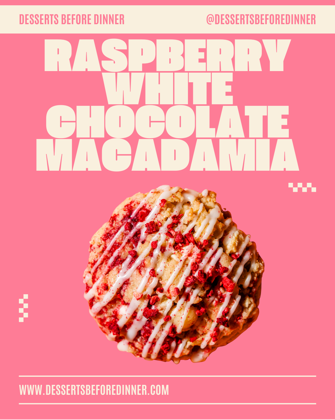 Raspberry White Chocolate Macadamia Cookie